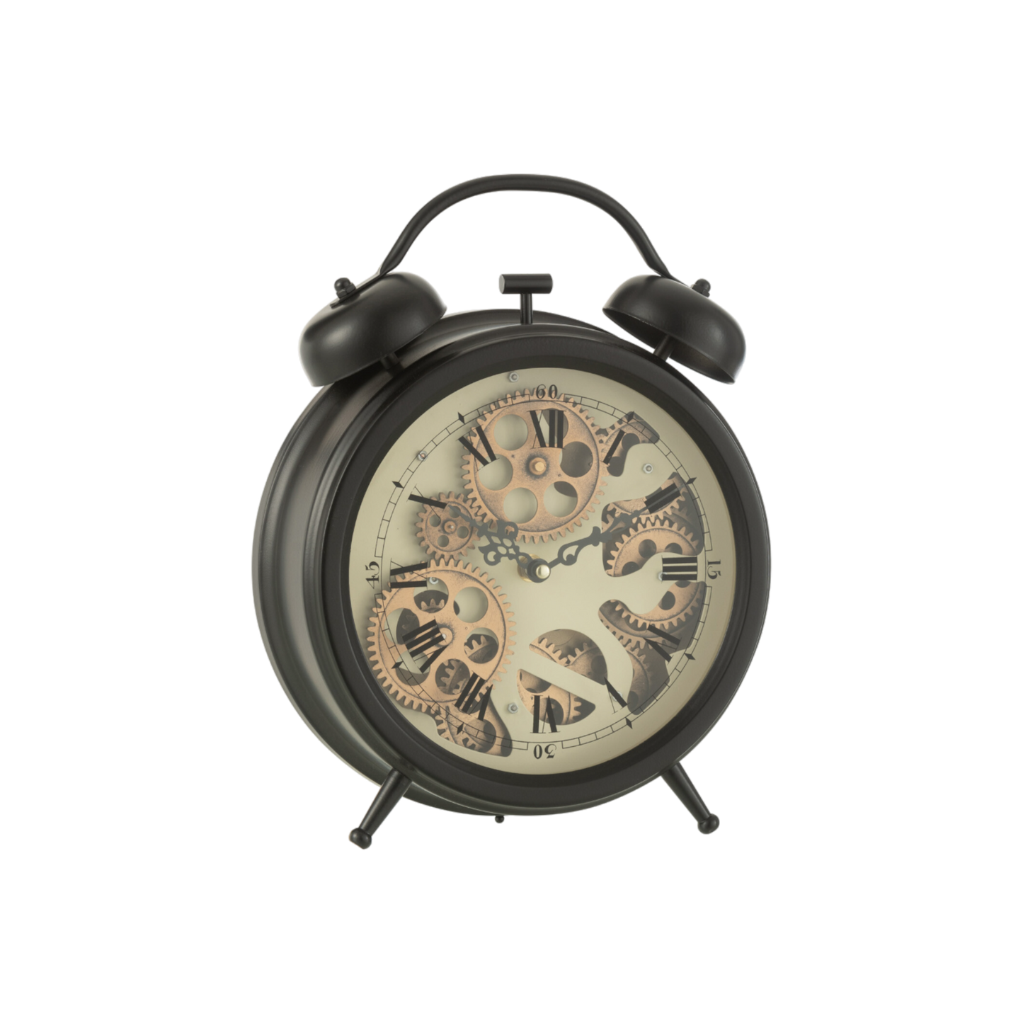 Horloge style réveil chiffres romains noir