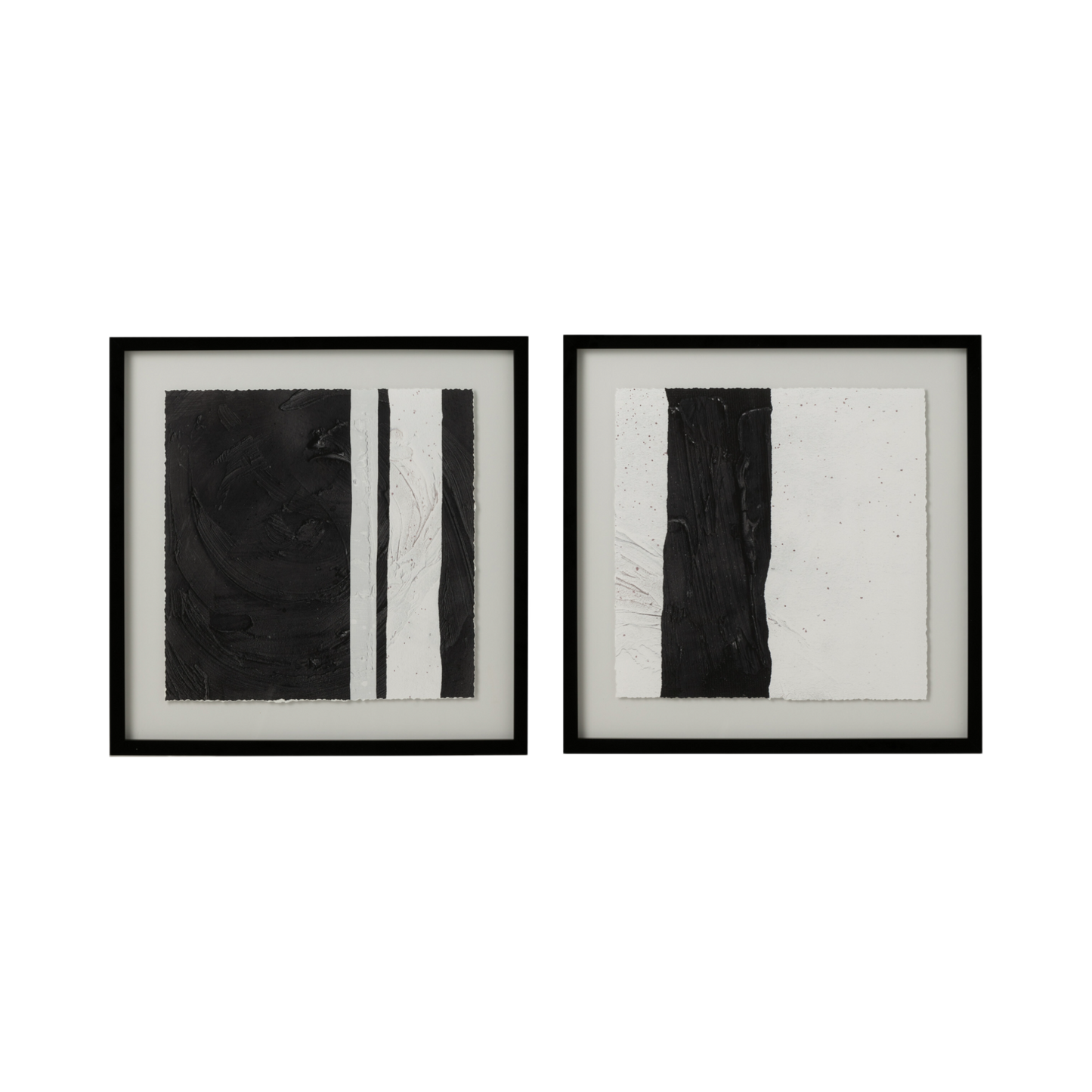 Ensemble de deux tableaux lignes blanc/noir