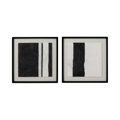 Ensemble de deux tableaux lignes blanc/noir