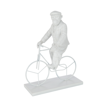 Singe vélo blanc