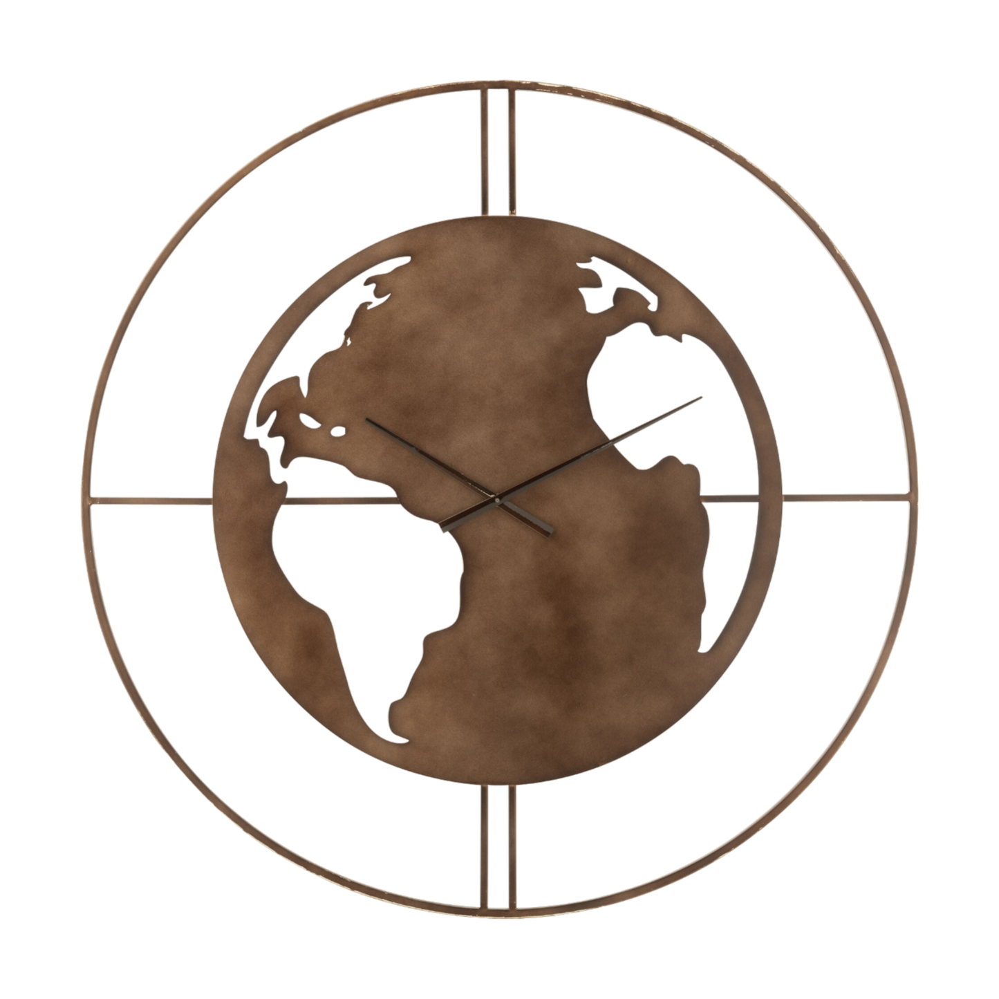 Horloge carte du monde trous brun foncé