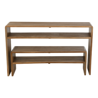 Ensemble de 2 consoles avec étagère teck recycle  naturel