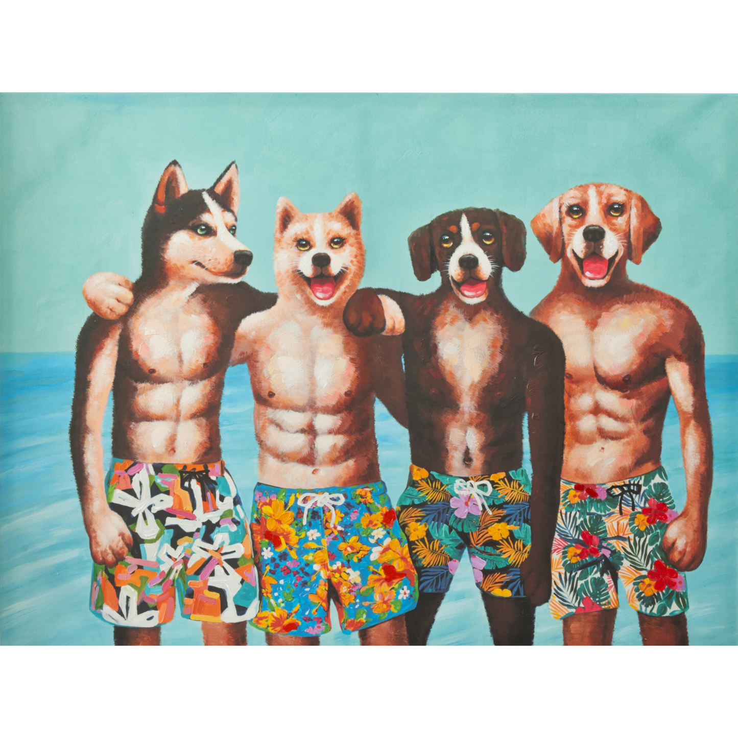 WALL DECORATION DOGS BATH SHORTS CANVAS/PAINT MIX