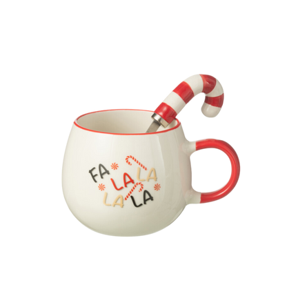 Tasse + Cuillère Boite Cadeau Céramique Rouge et Blanc