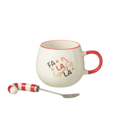 Tasse + Cuillère Boite Cadeau Céramique Rouge et Blanc