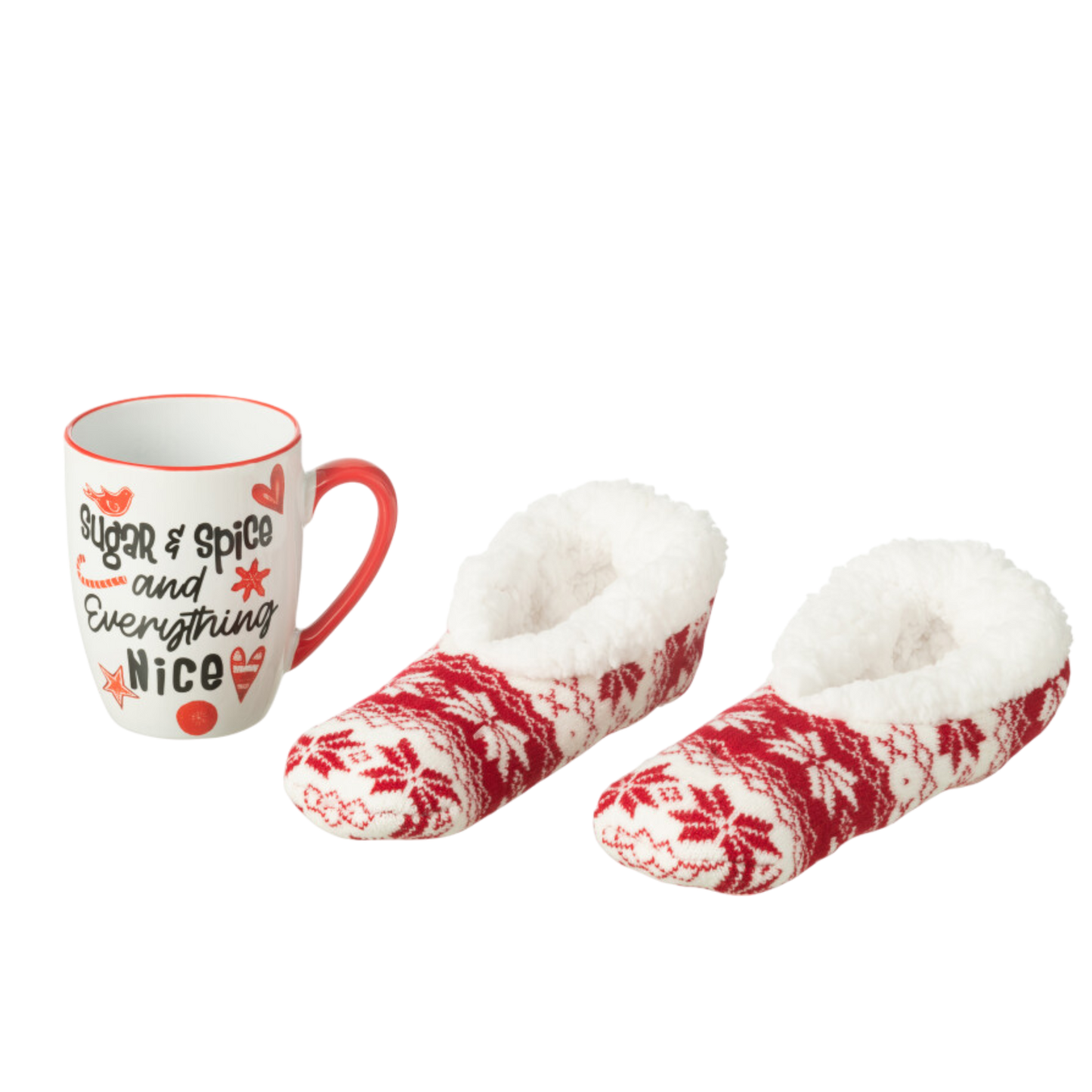 Mug + Chaussons Boite Cadeau Céramique Rouge et Blanc