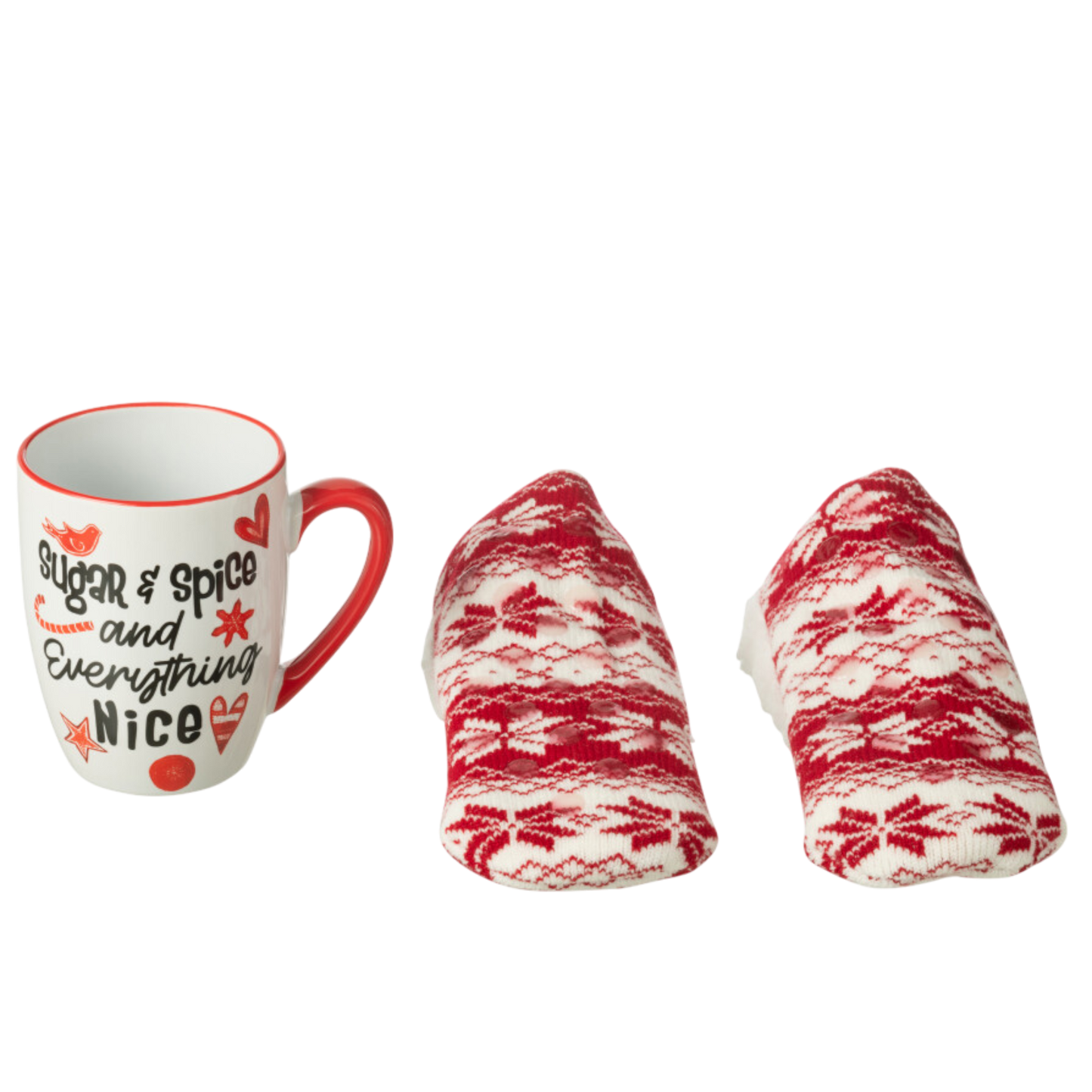 Mug + Chaussons Boite Cadeau Céramique Rouge et Blanc