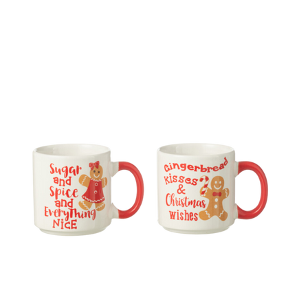 2 Mugs Boite Cadeau Céramique Rouge et Blanc