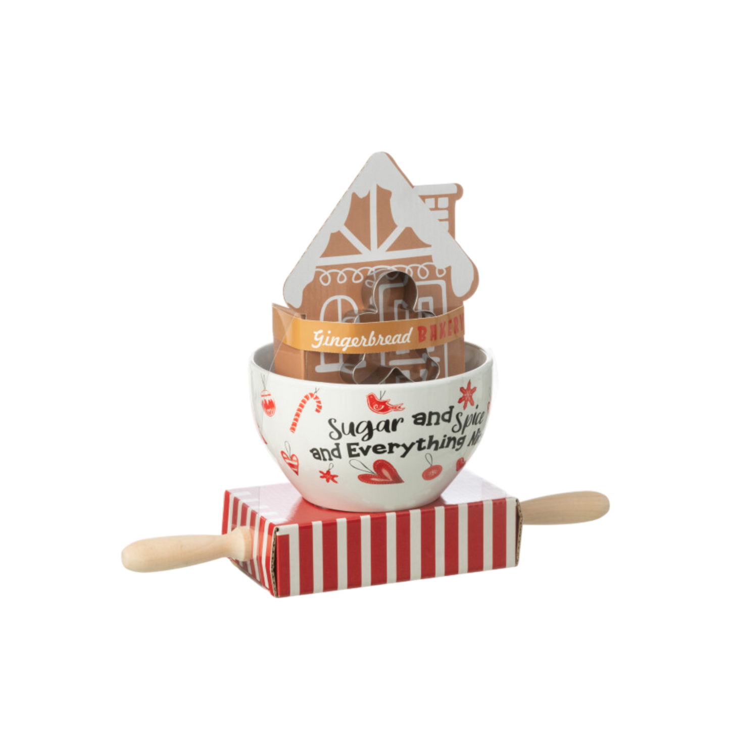 Set Pâtisserie Pain d'Epice Boite Cadeau Céramique Rouge et Blanc