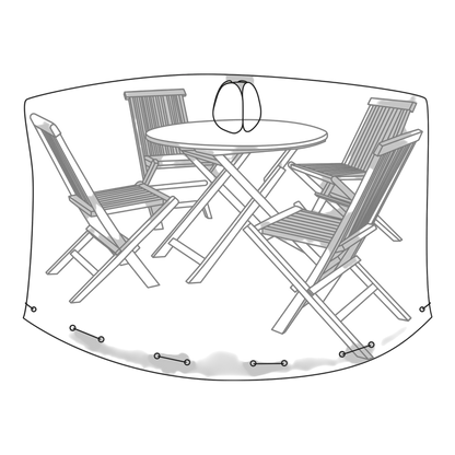 Housse de protection luxe pour table ronde 180 cm avec 4 chaises en polyester noir