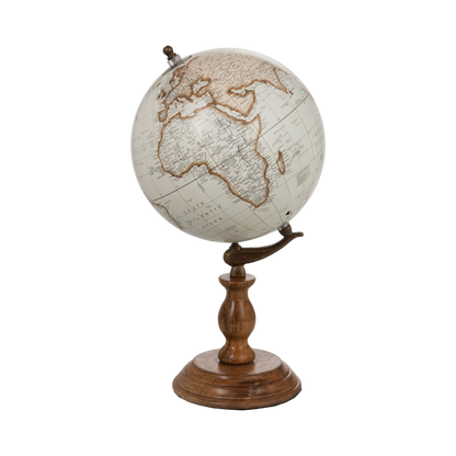 Globe blanc sur pied bois