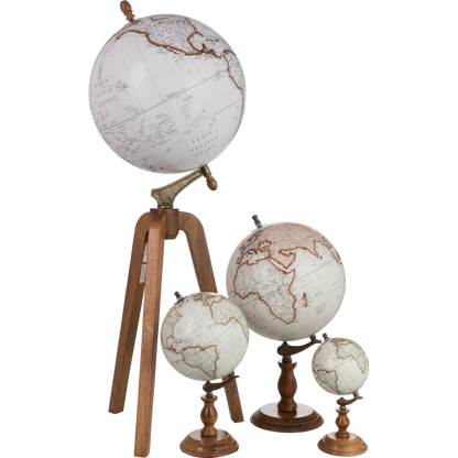 Globe blanc sur pied bois