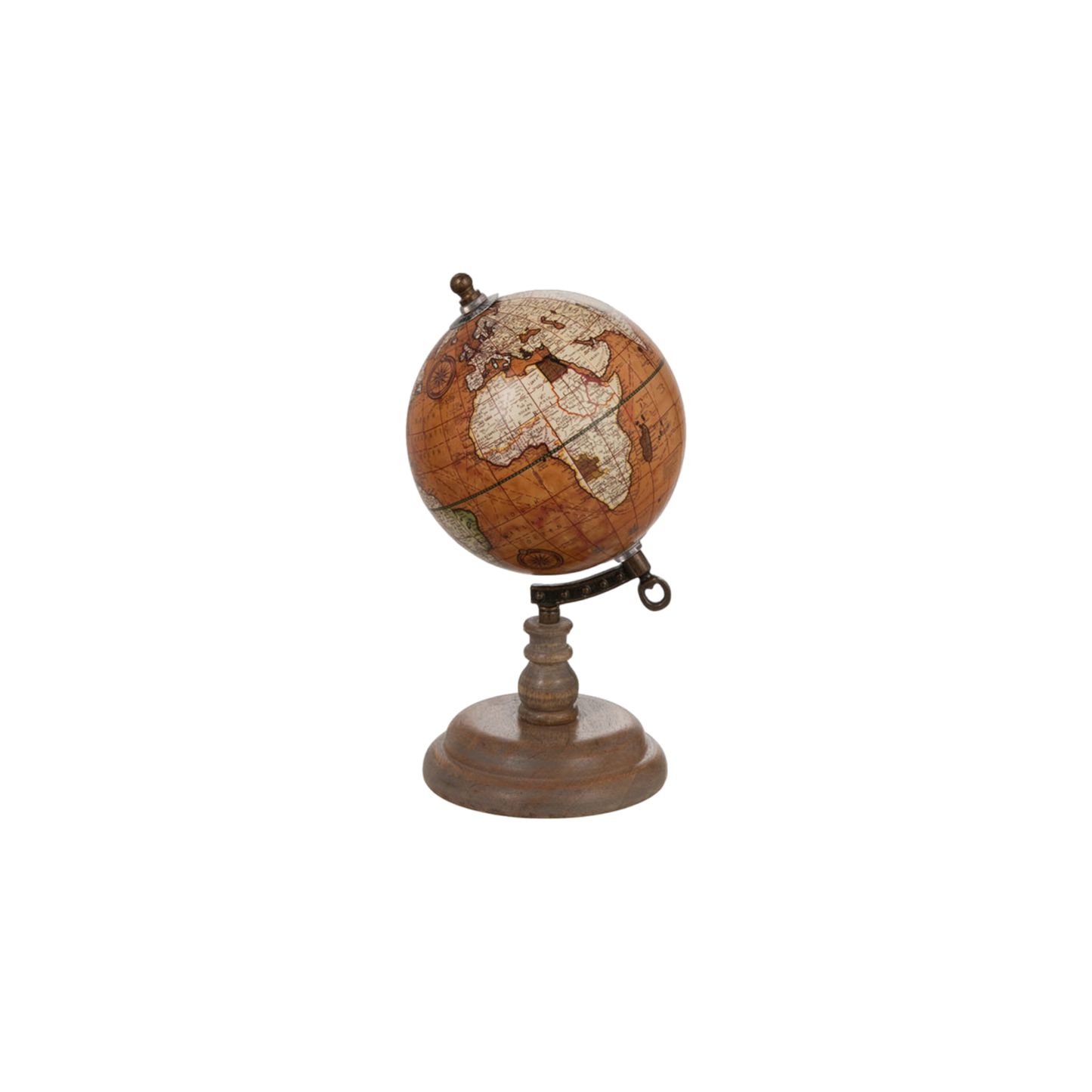 Globe rouille sur pied bois