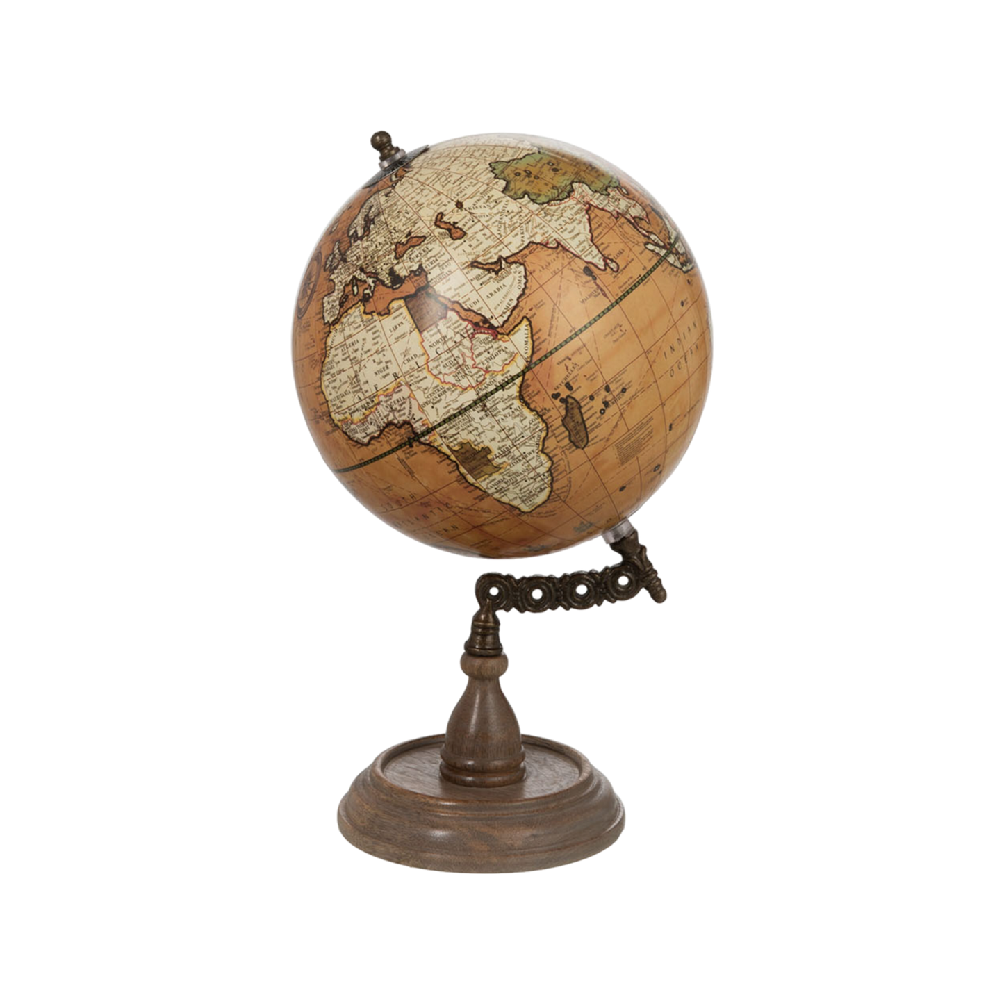 Globe rouille sur pied bois