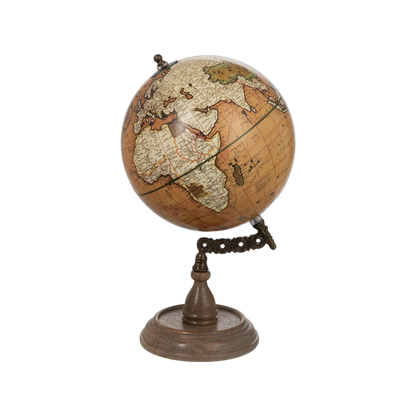 Globe rouille sur pied bois