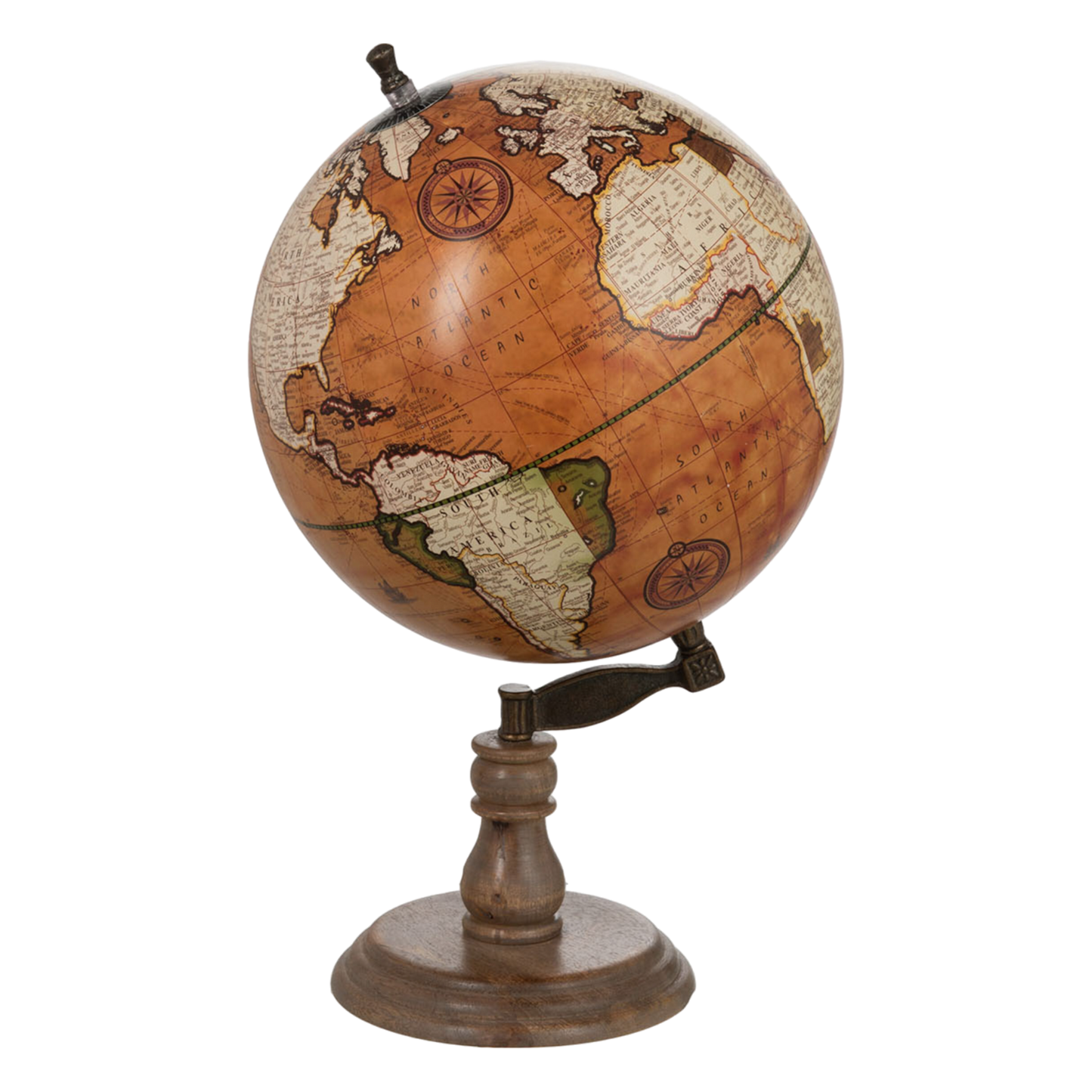 Globe rouille sur pied bois