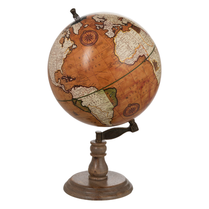 Globe rouille sur pied bois