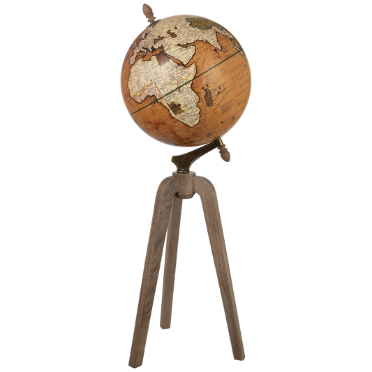 Globe rouille sur pied bois