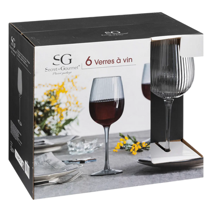 Lot de 6 verres à vin Midnight Gris Fumé