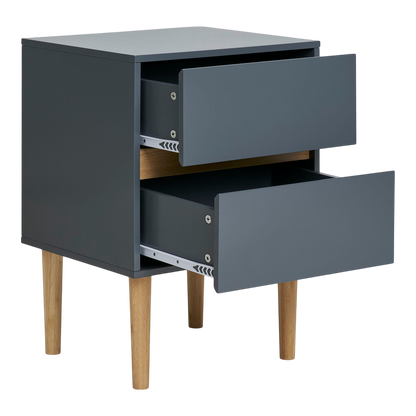 Table d'appoint à  deux tiroirs gris foncé Bisley