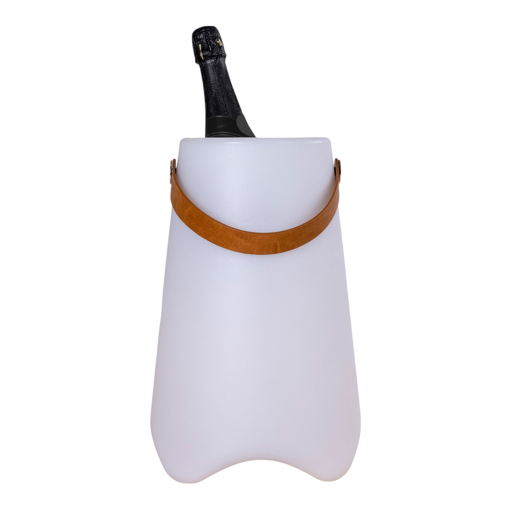 Seau à vin  Bristol avec sangle, blanc, rechargeable LED
