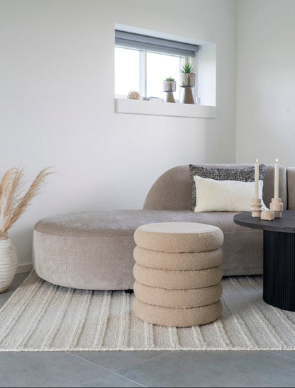 Pouf bouclé beige