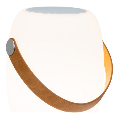 Lampe LED Cardiff avec dragonne blanche, haut-parleur Bluetooth, rechargeable