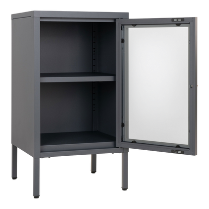 Meuble vitrine gris avec porte vitrée Dalby