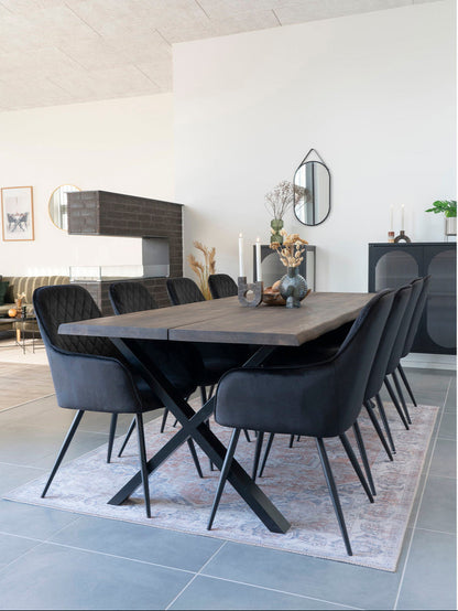 Chaise en velours de salle à manger Harbo (ensemble de 2) noir