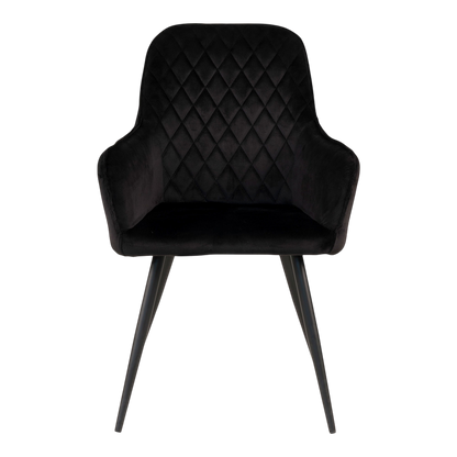 Chaise en velours de salle à manger Harbo (ensemble de 2) noir