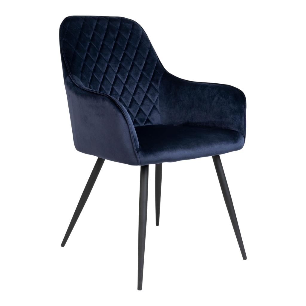 Chaise en velours de salle à manger Harbo (ensemble de 2) bleu