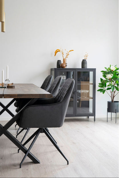 Chaise de salle à manger pivotante Harbo gris foncé
