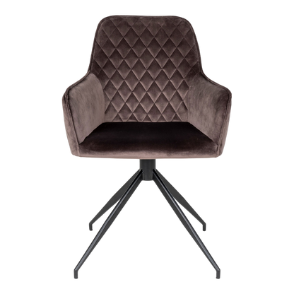 Chaise de salle à manger pivotante Harbo en velours marron clair