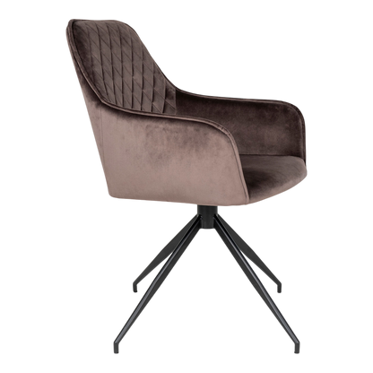 Chaise de salle à manger pivotante Harbo en velours marron clair