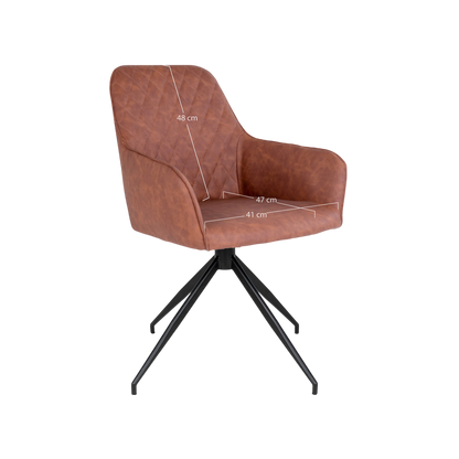 Chaise vintage de salle à manger pivotante Harbo marron