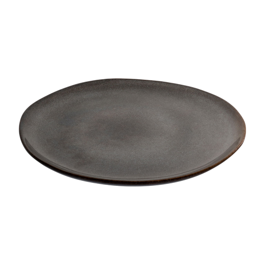 Assiette déjeuner grise et brune Selma